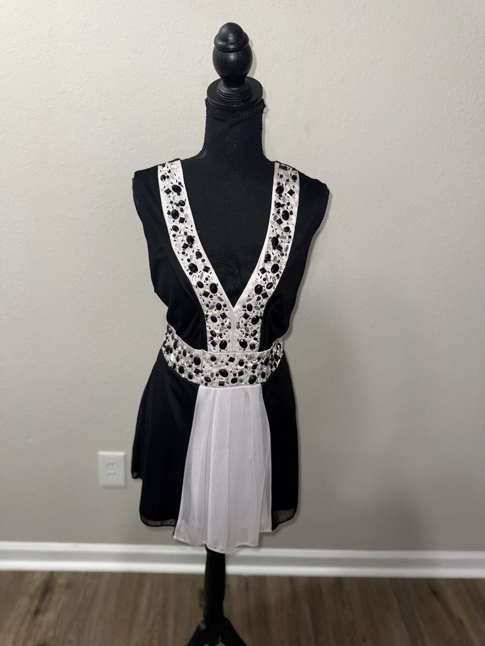 R&M Richards Dress 16 Black White Babydoll Whimsigoth Vampire Tank Blouse